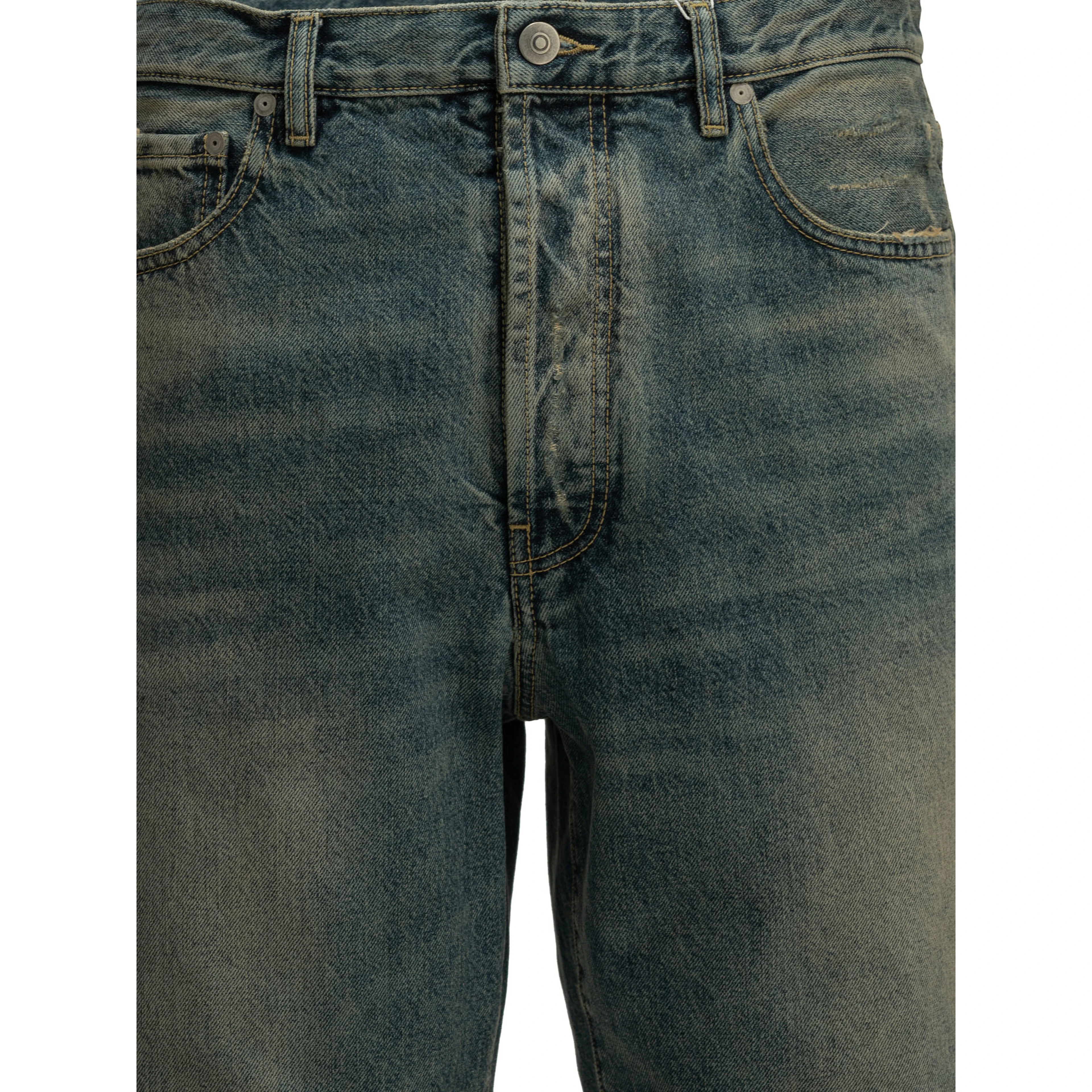 "Distressed" Straight-Leg Jeans