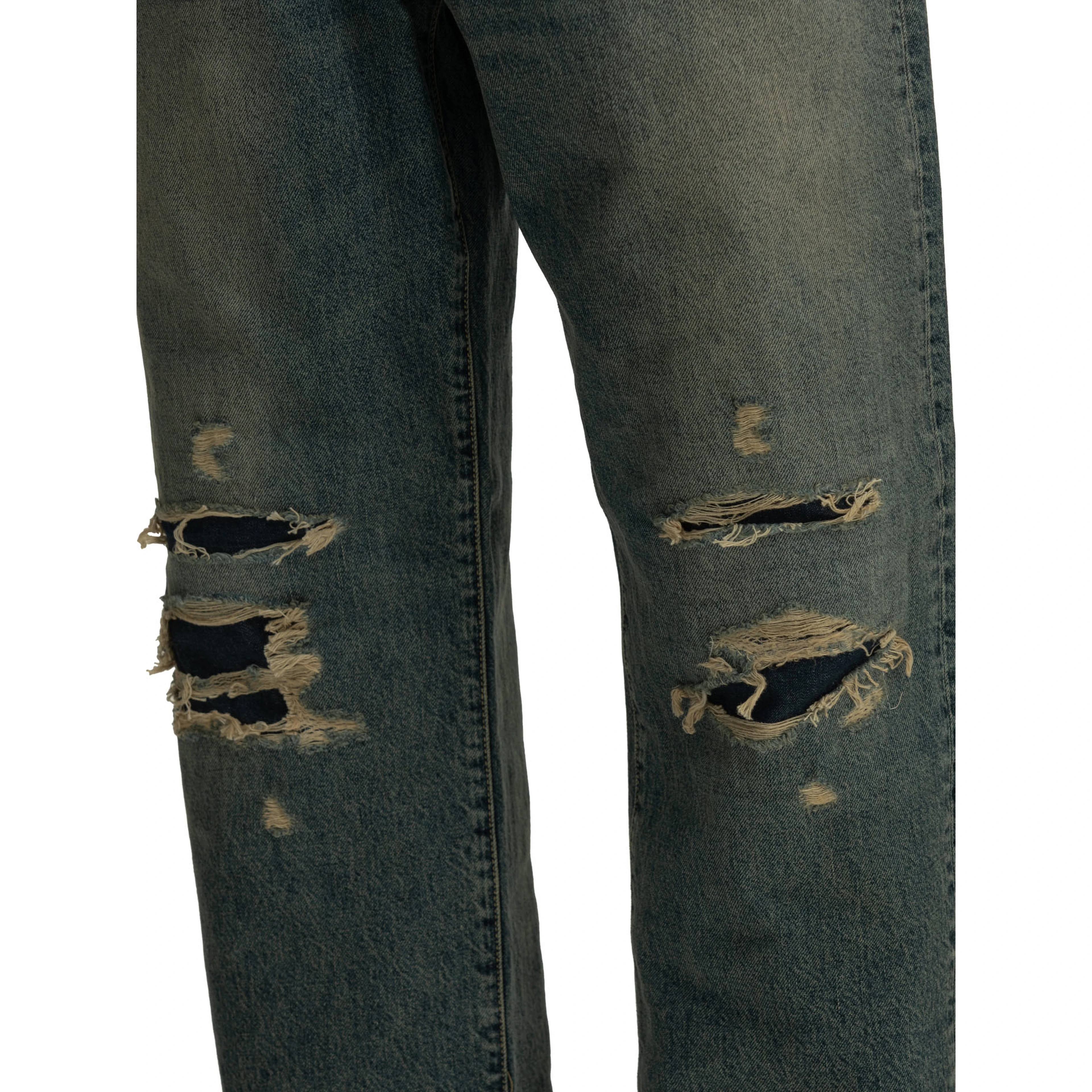 "Distressed" Straight-Leg Jeans