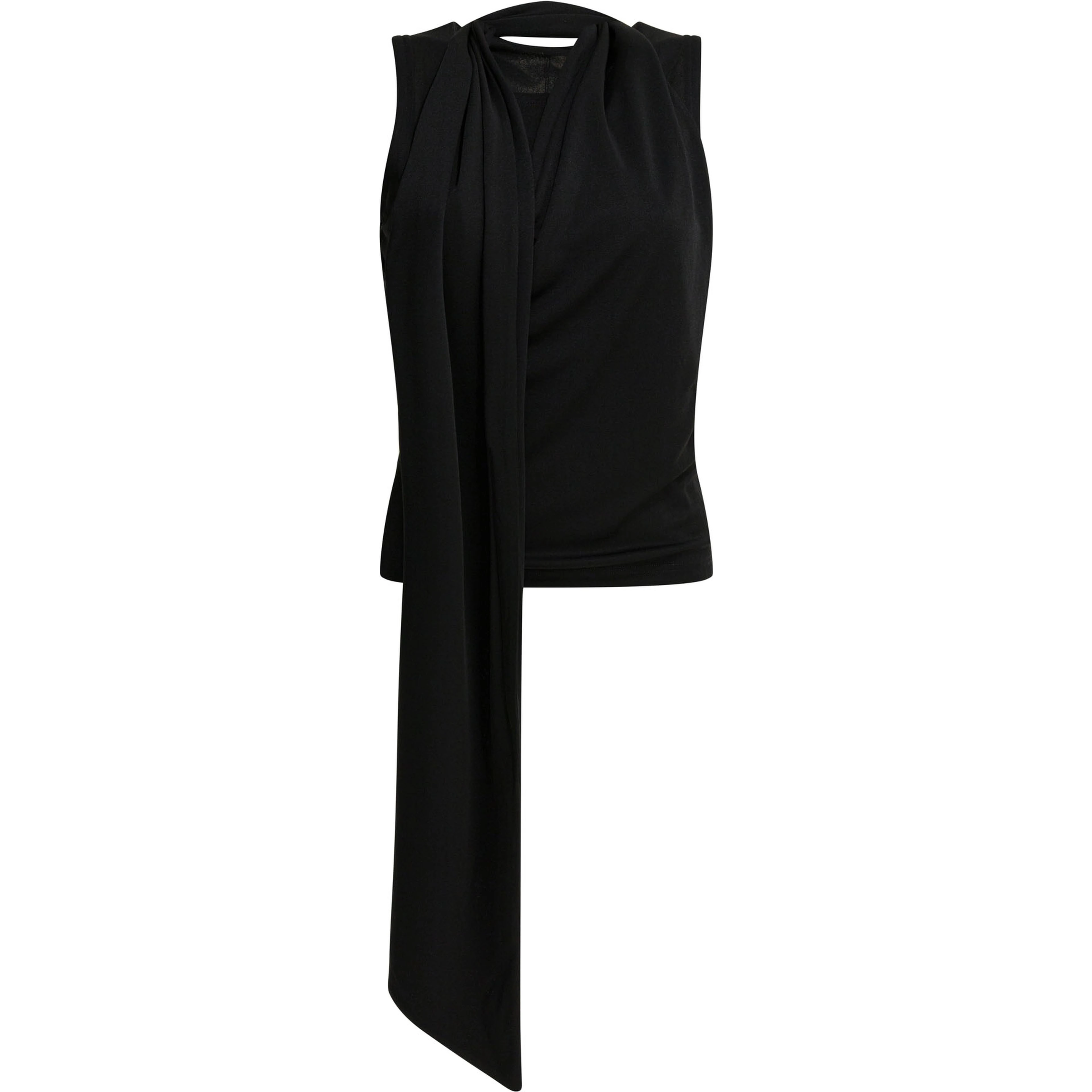 Sleeveless top with lavalliere