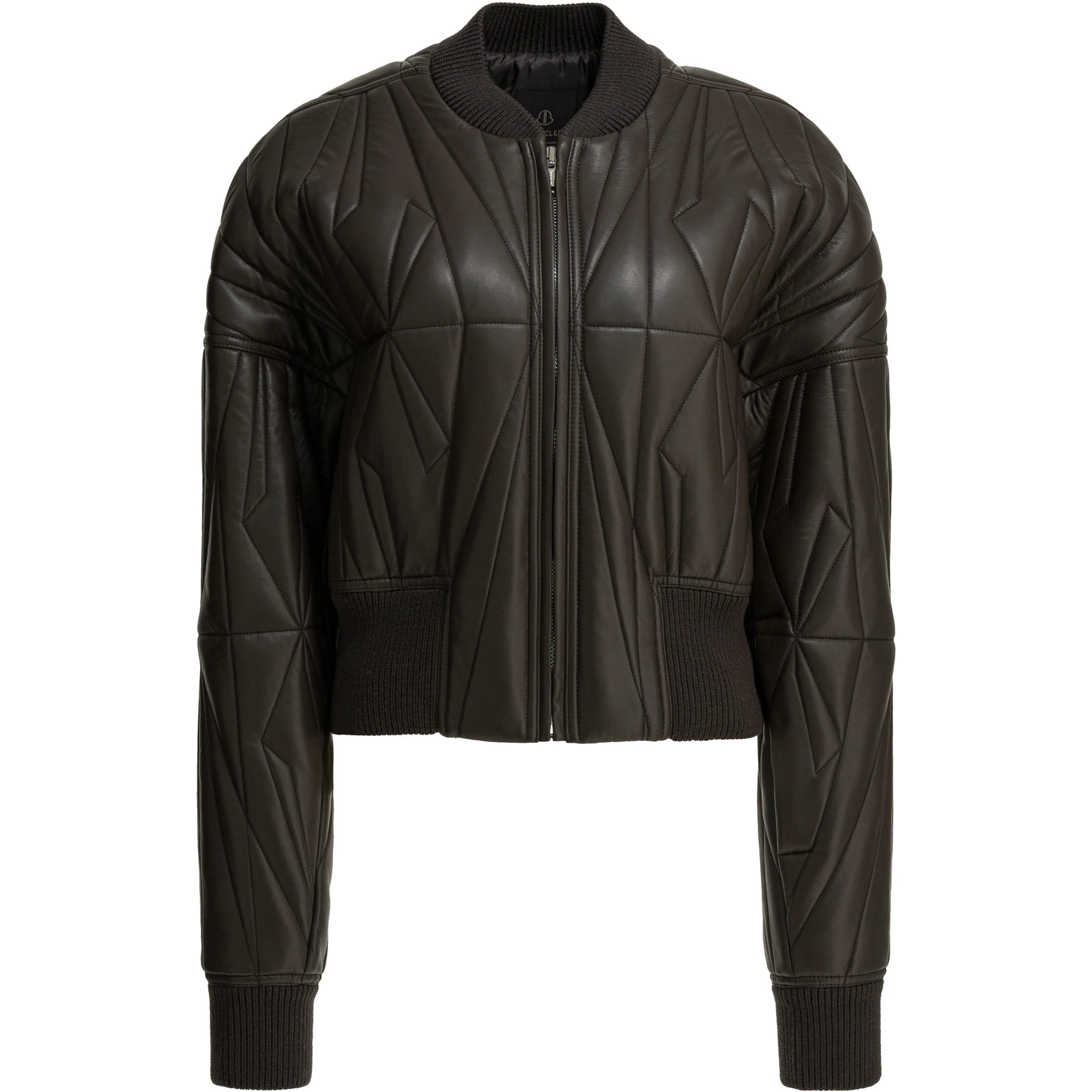 "Geocamo Cropped" leather jacket x Moncler