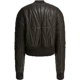 "Geocamo Cropped" leather jacket x Moncler