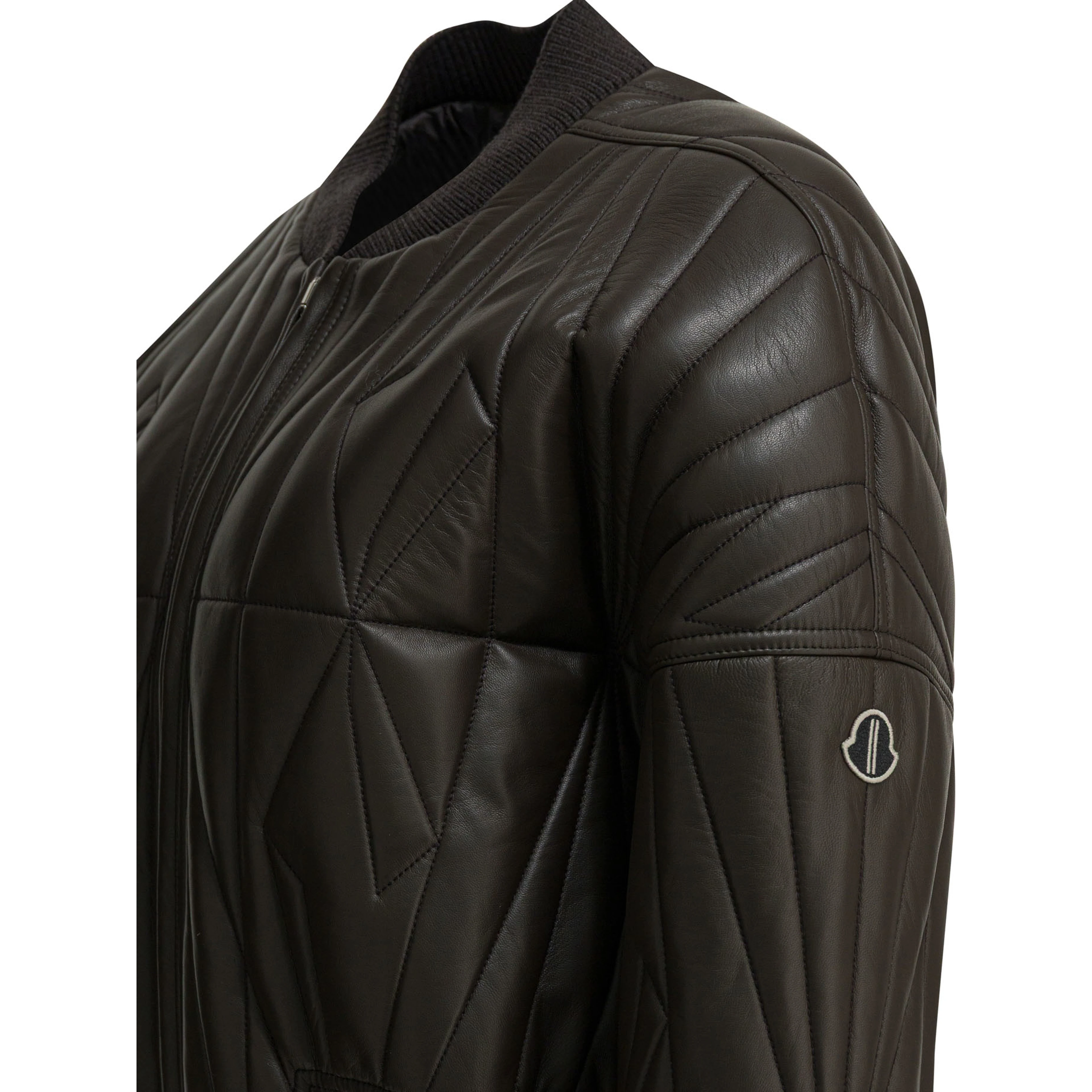 "Geocamo Cropped" leather jacket x Moncler