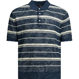 Striped button-down polo shirt