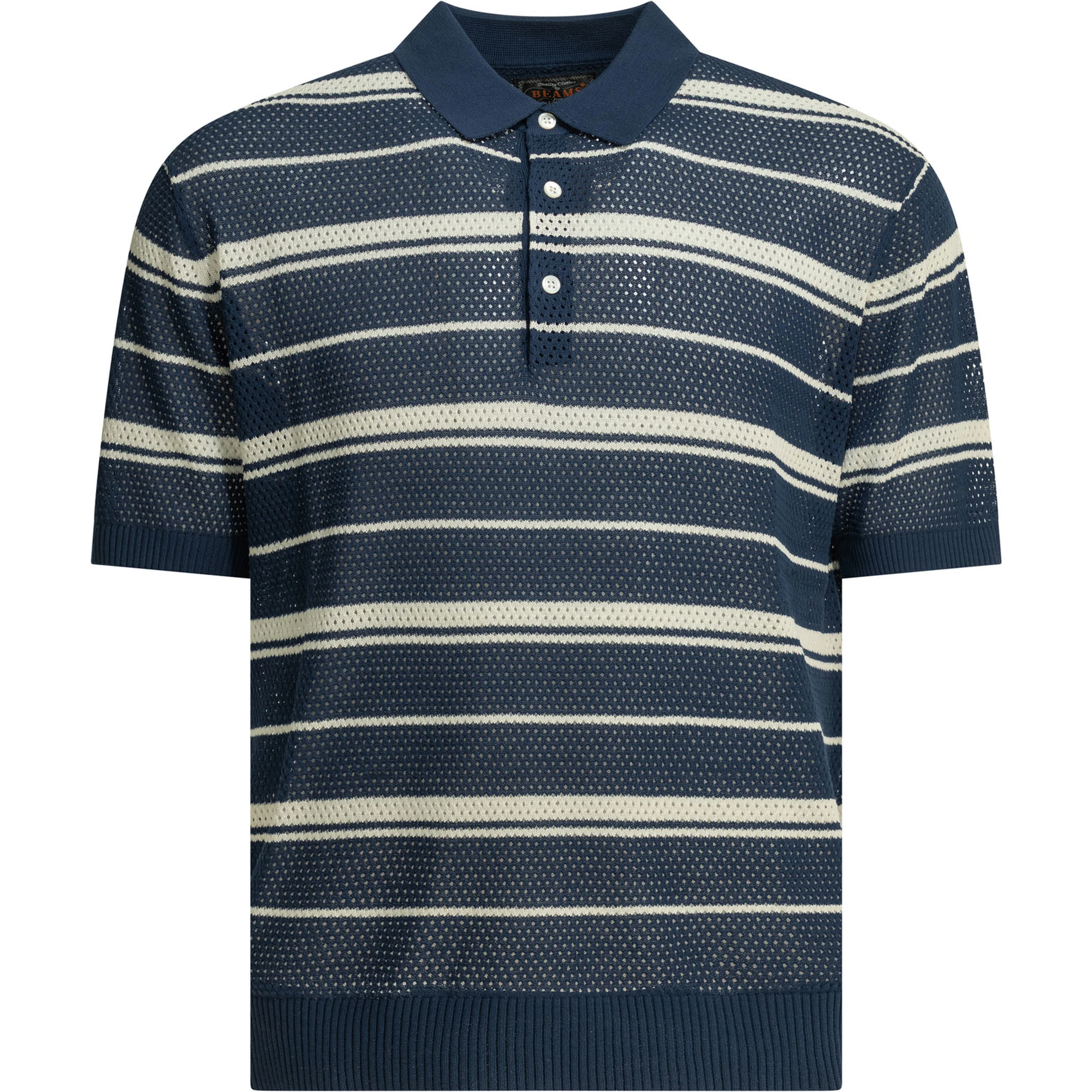 Striped button-down polo shirt