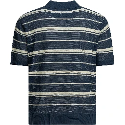Striped button-down polo shirt