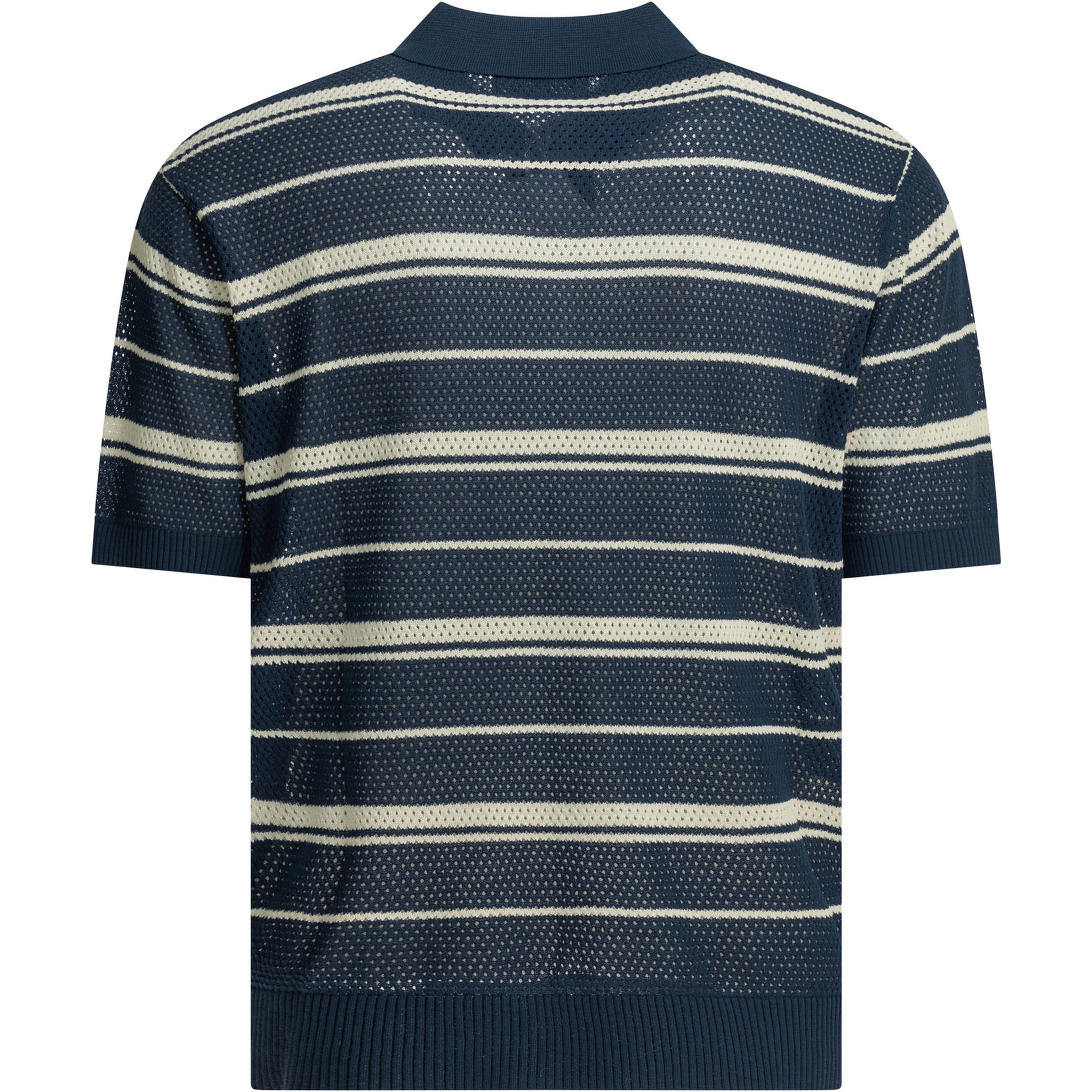 Striped button-down polo shirt