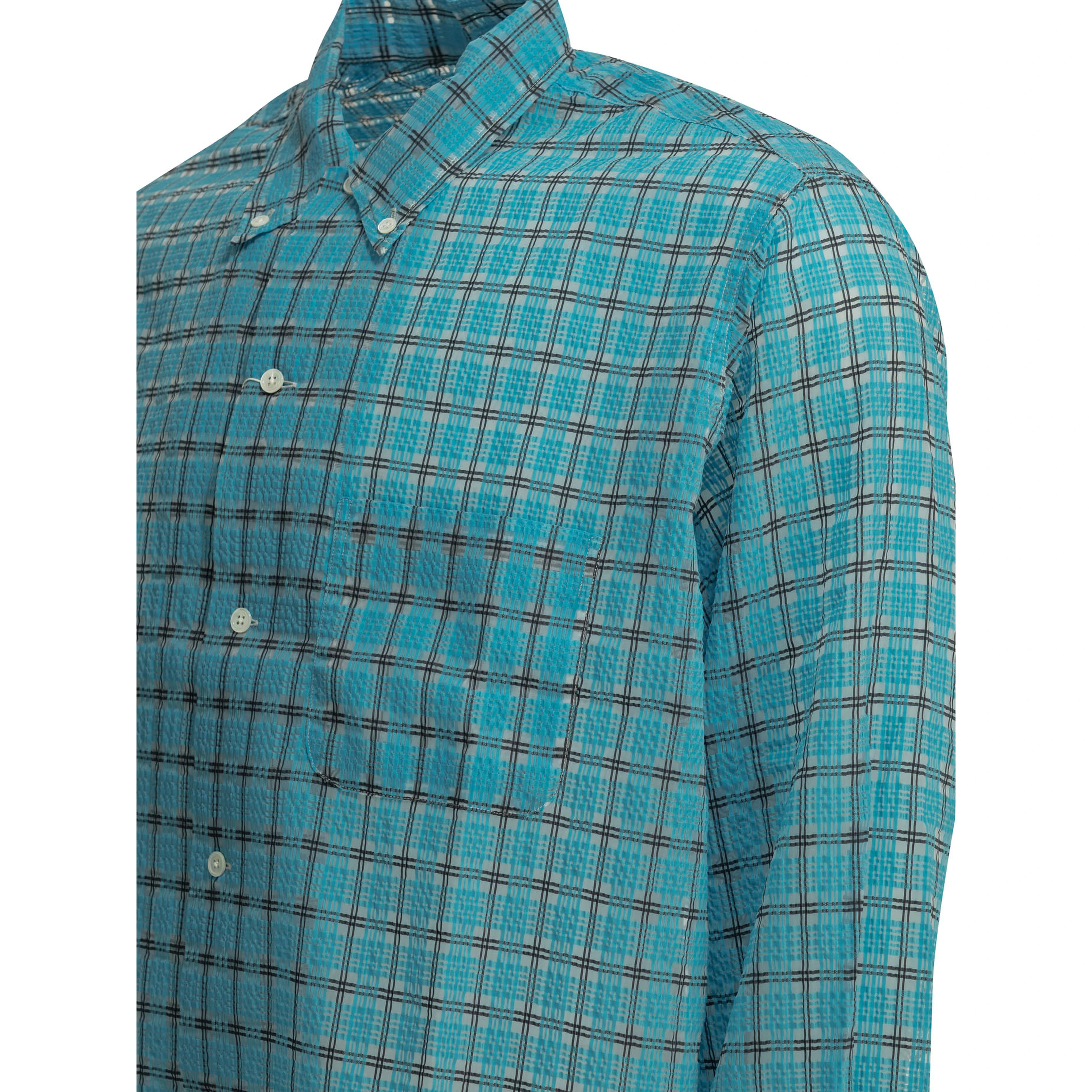 "Open BD Nylon Airy Plaid" Casual Shirt