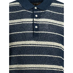 Striped button-down polo shirt