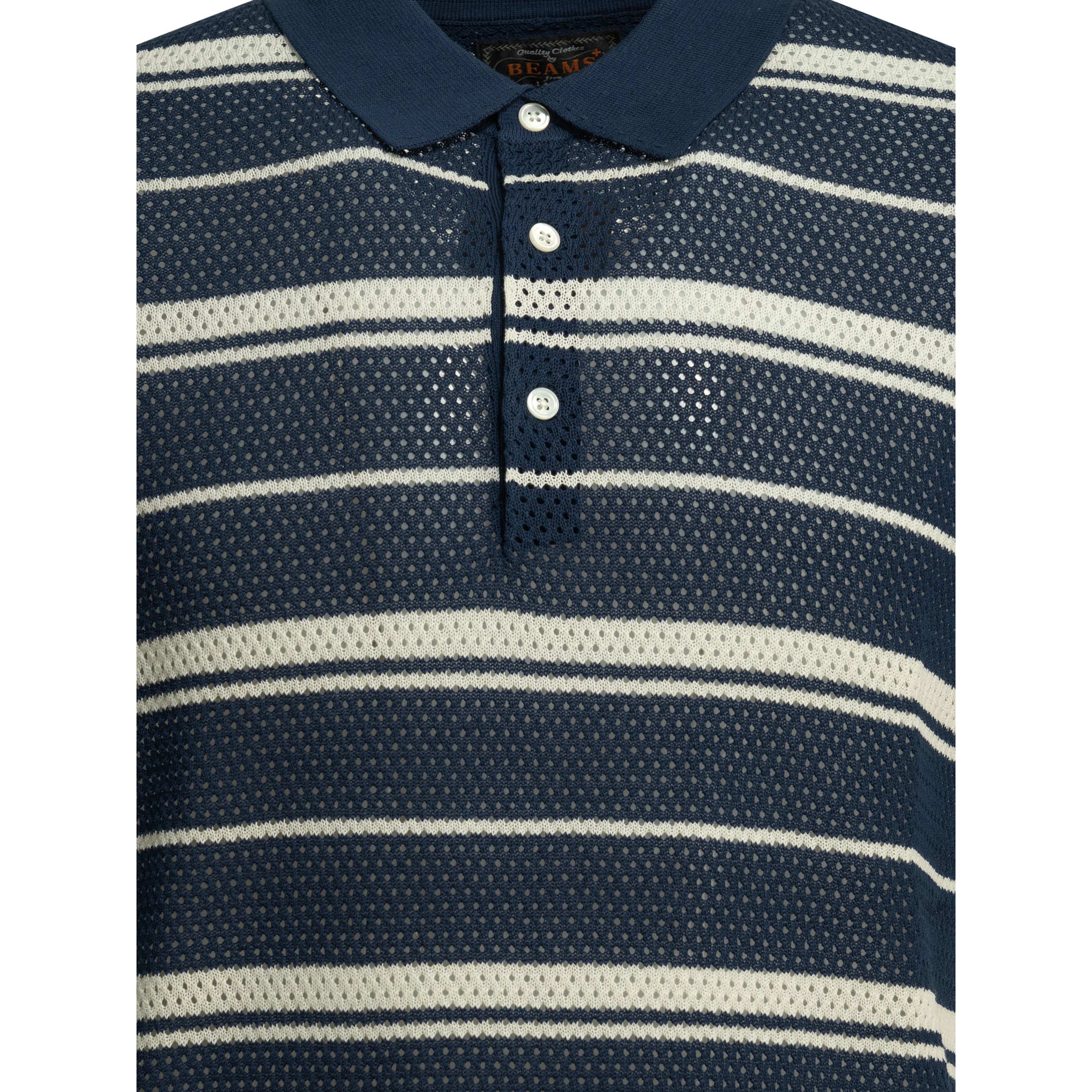 Striped button-down polo shirt
