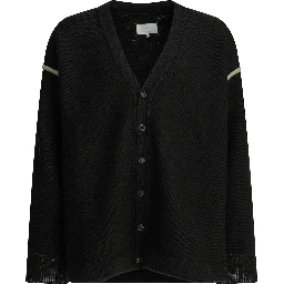 Wool cardigan with patches