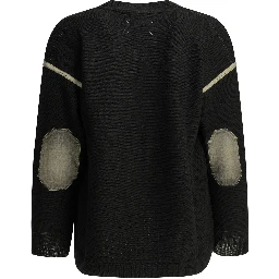 Wool cardigan with patches