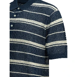 Striped button-down polo shirt