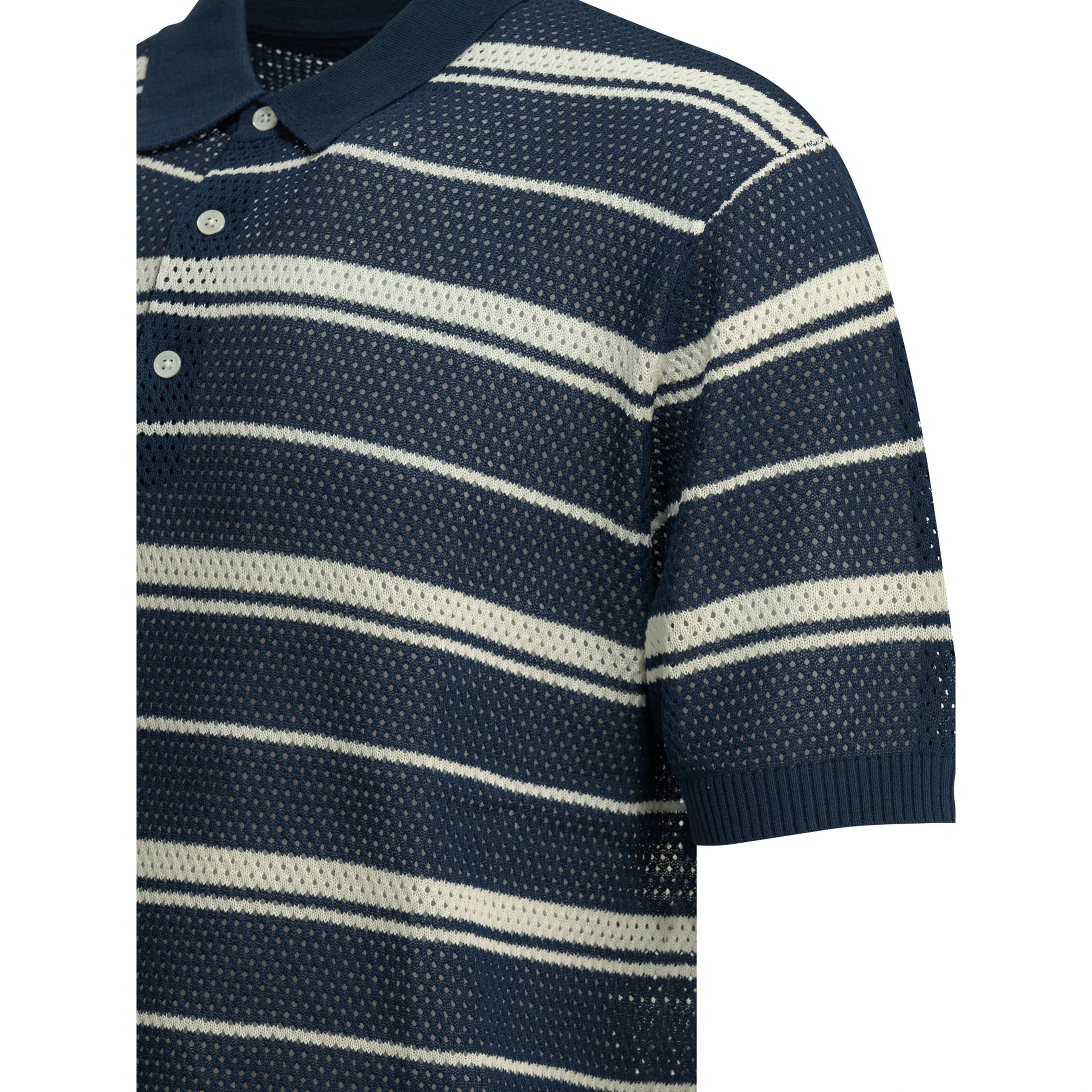 Striped button-down polo shirt