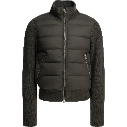 Nylon and wool short down jacket