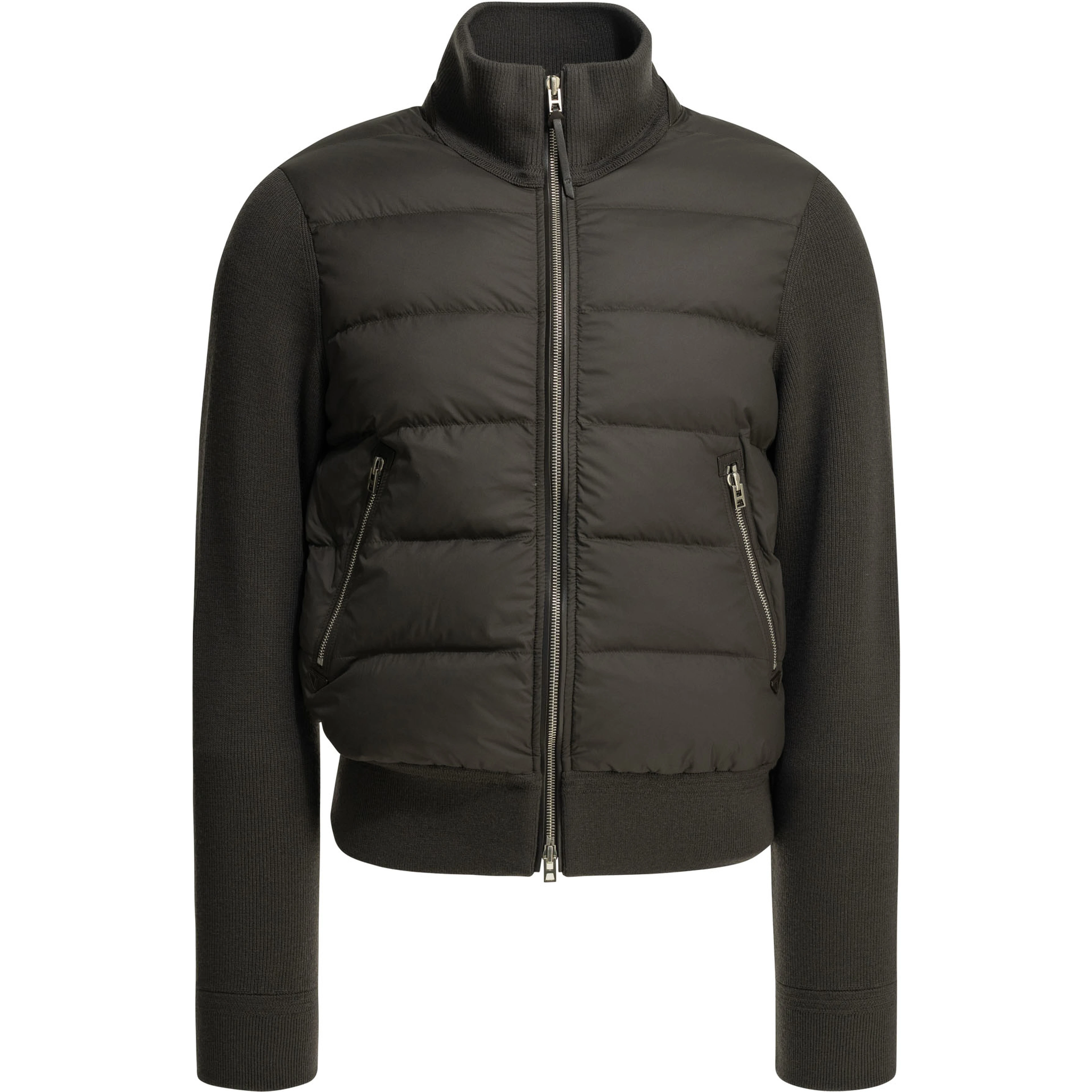 Nylon and wool short down jacket