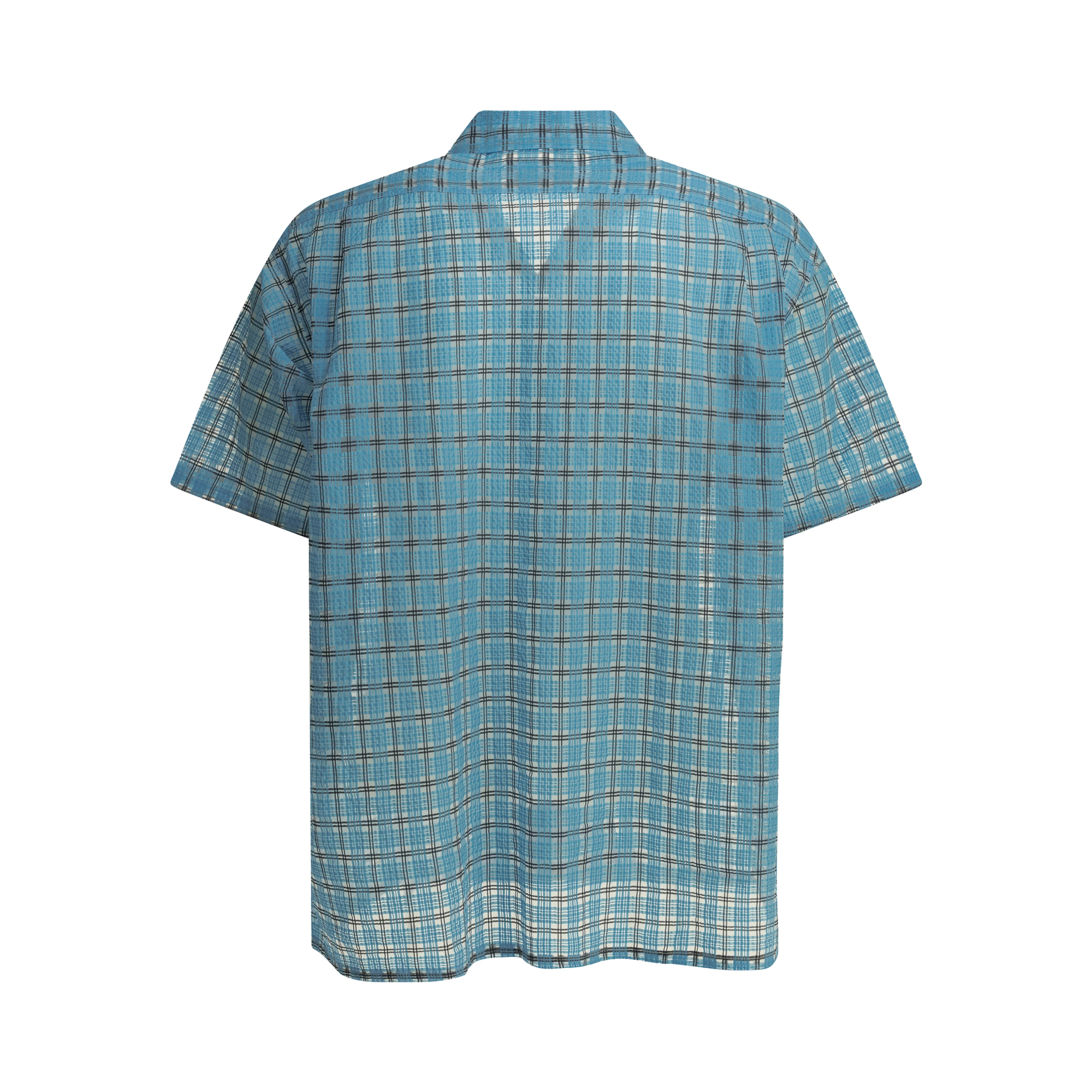 "Open Collar Nylon Airy Plaid" Casual Shirt