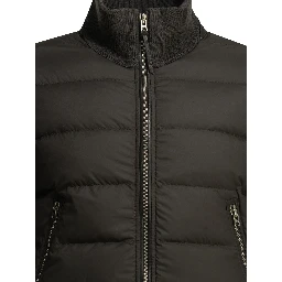 Nylon and wool short down jacket