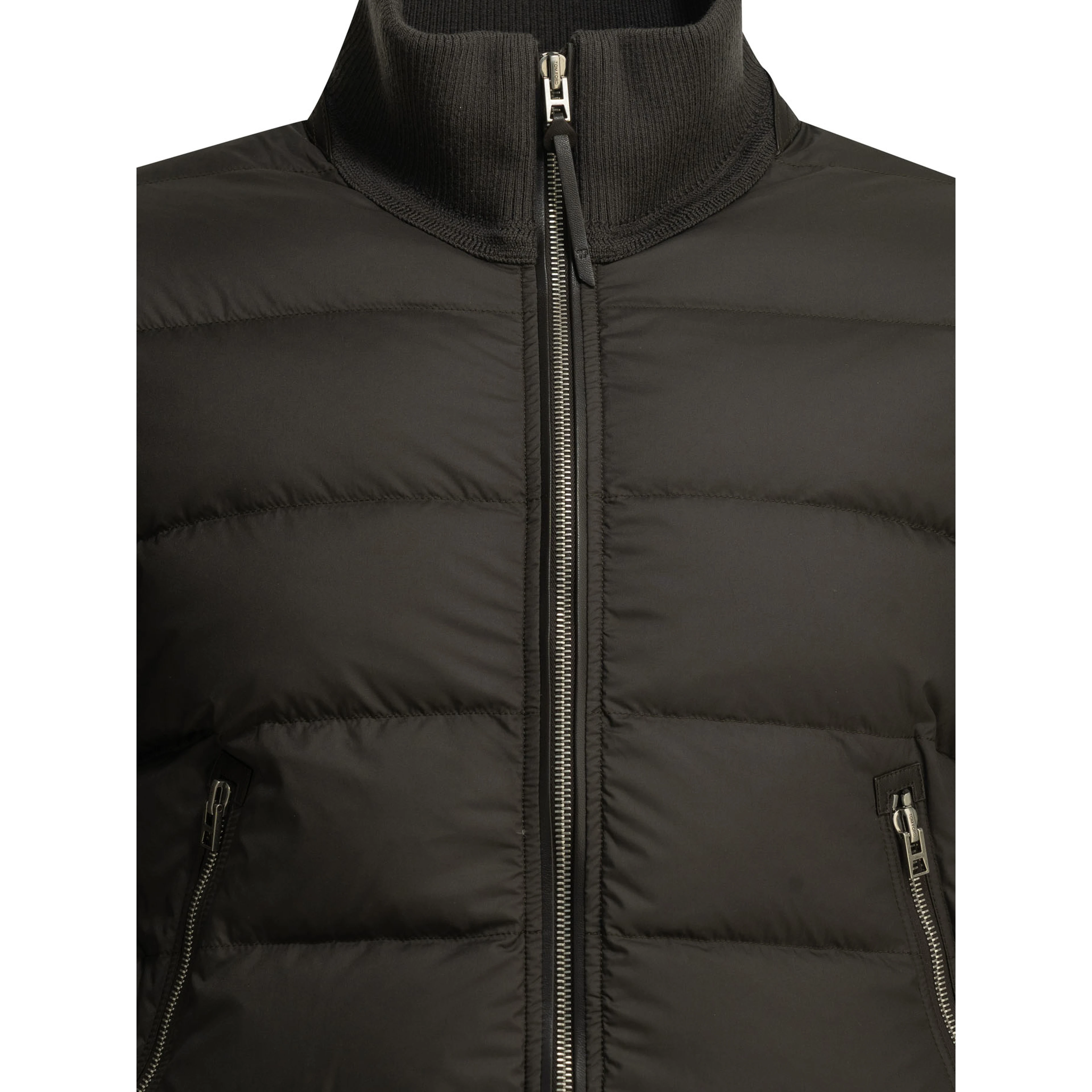 Nylon and wool short down jacket