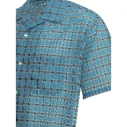 "Open Collar Nylon Airy Plaid" Casual Shirt
