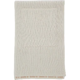 White Scarf with patch pocket on the front and logo lettering embroidery in blend wool boy