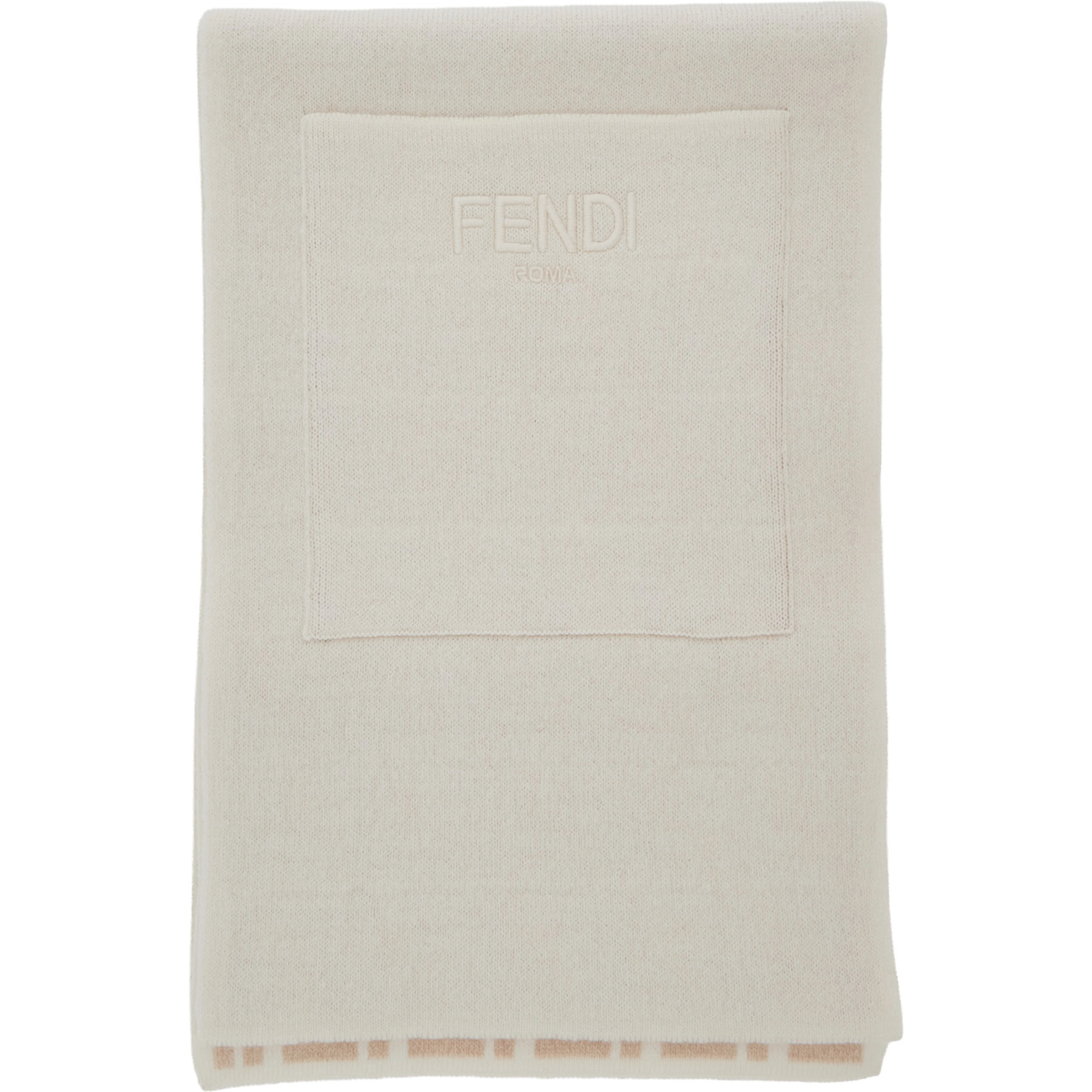 White Scarf with patch pocket on the front and logo lettering embroidery in blend wool boy