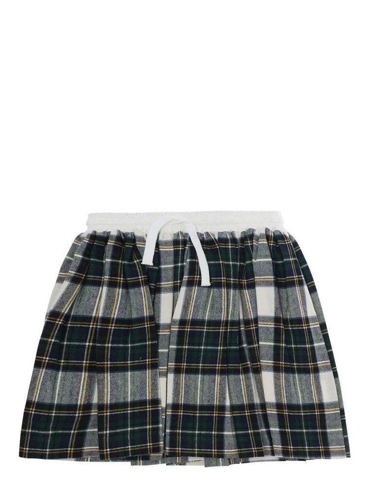 green Skirt with all-over stripe motif in cotton for girl