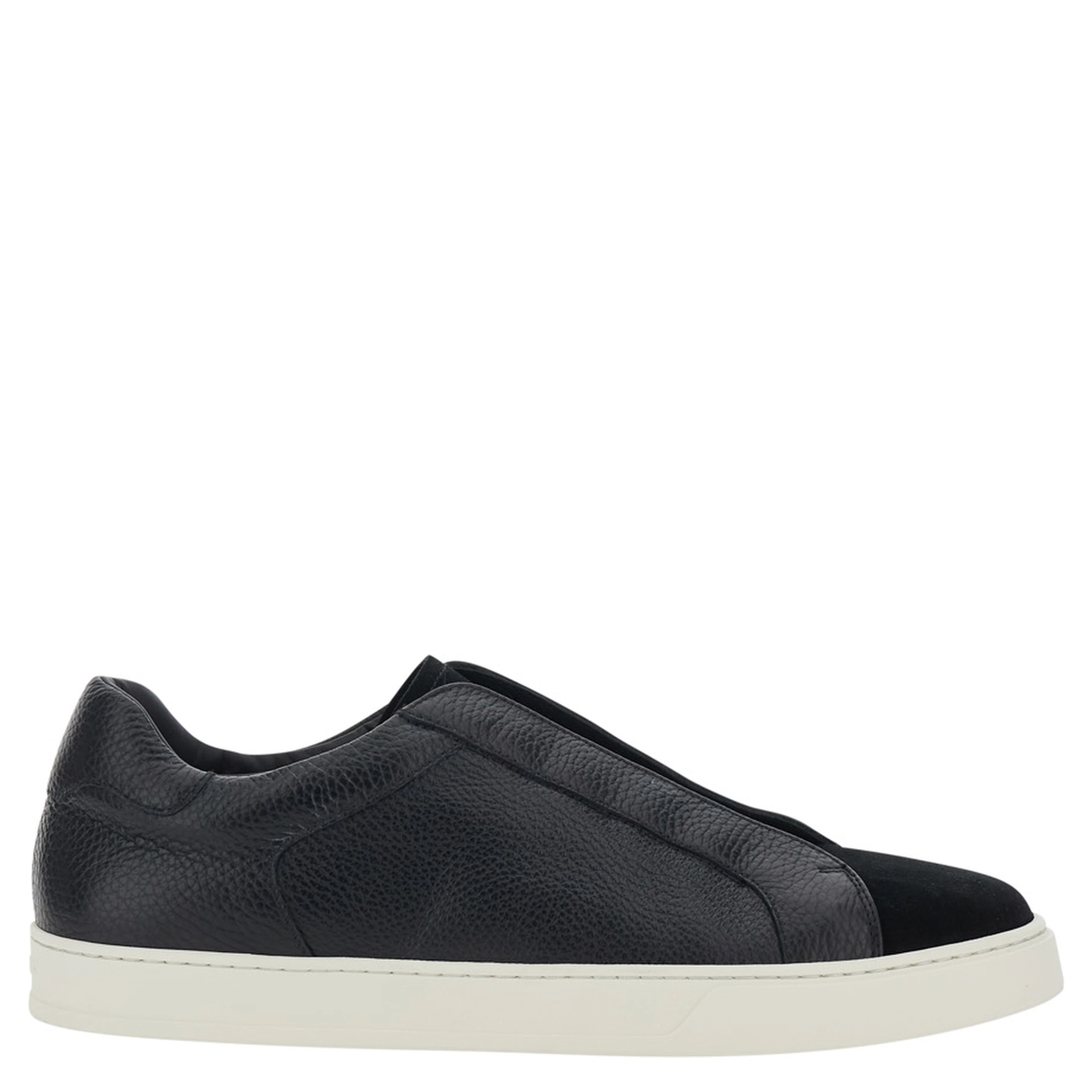 Spencer Black Low Top Sneakers with Slip-On design in Leather men