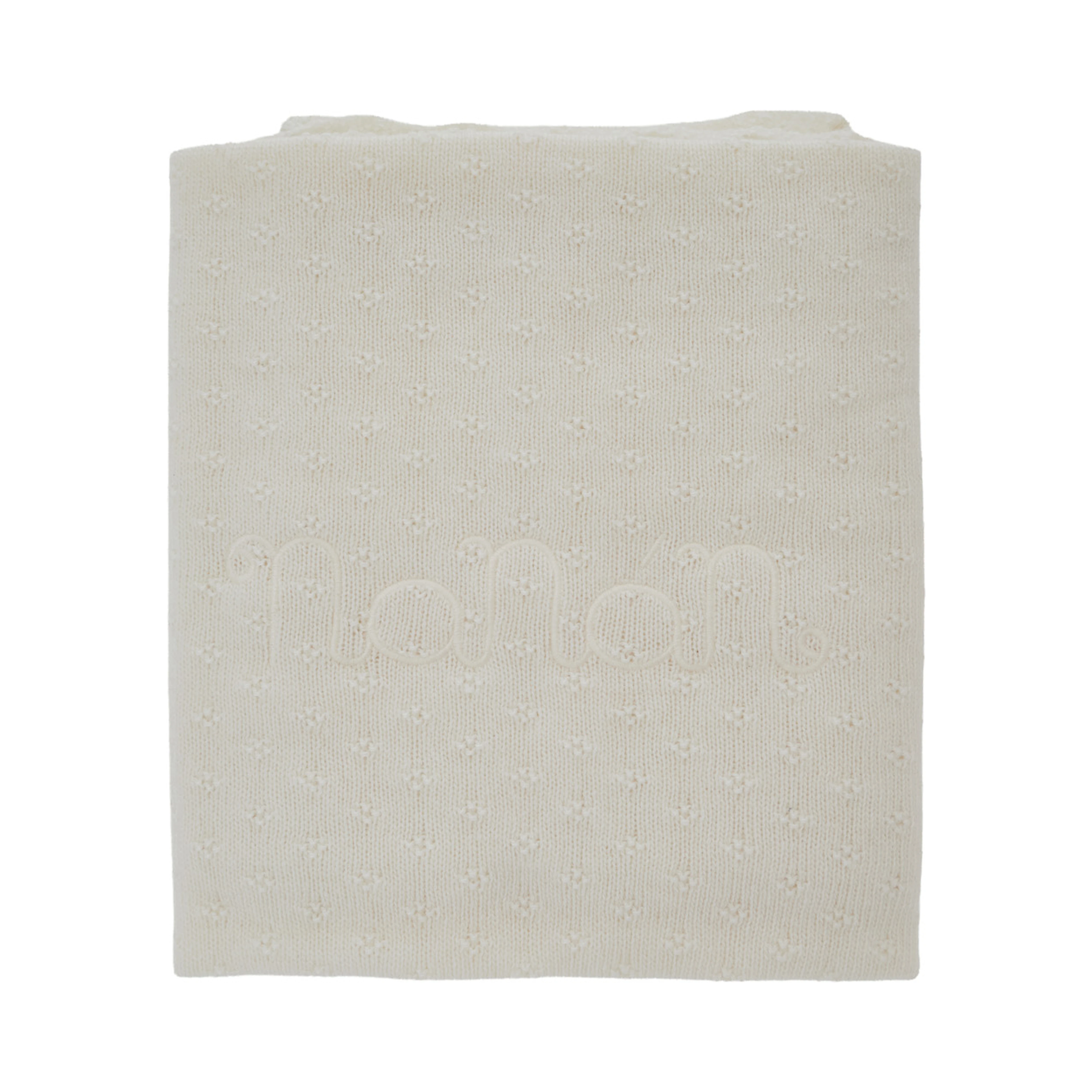 White Blanket with scalloped edge and all-over embroidery in blend viscose baby