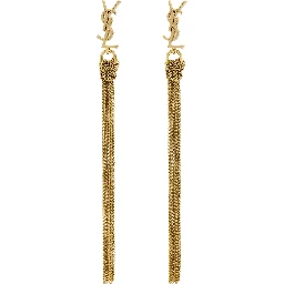 Earrings Cassandre with Tassel and Stud in Metallic Brass Woman
