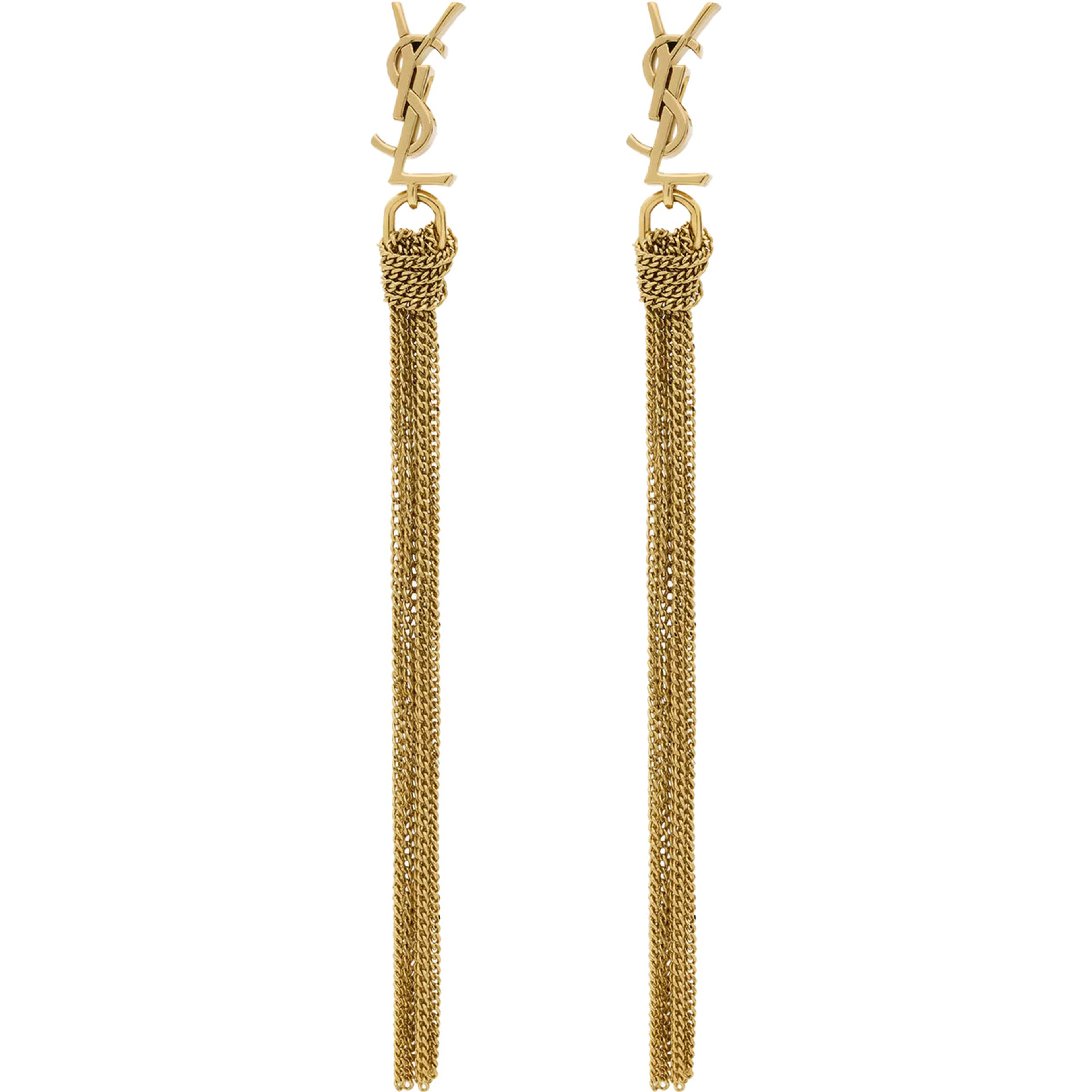 Earrings Cassandre with Tassel and Stud in Metallic Brass Woman