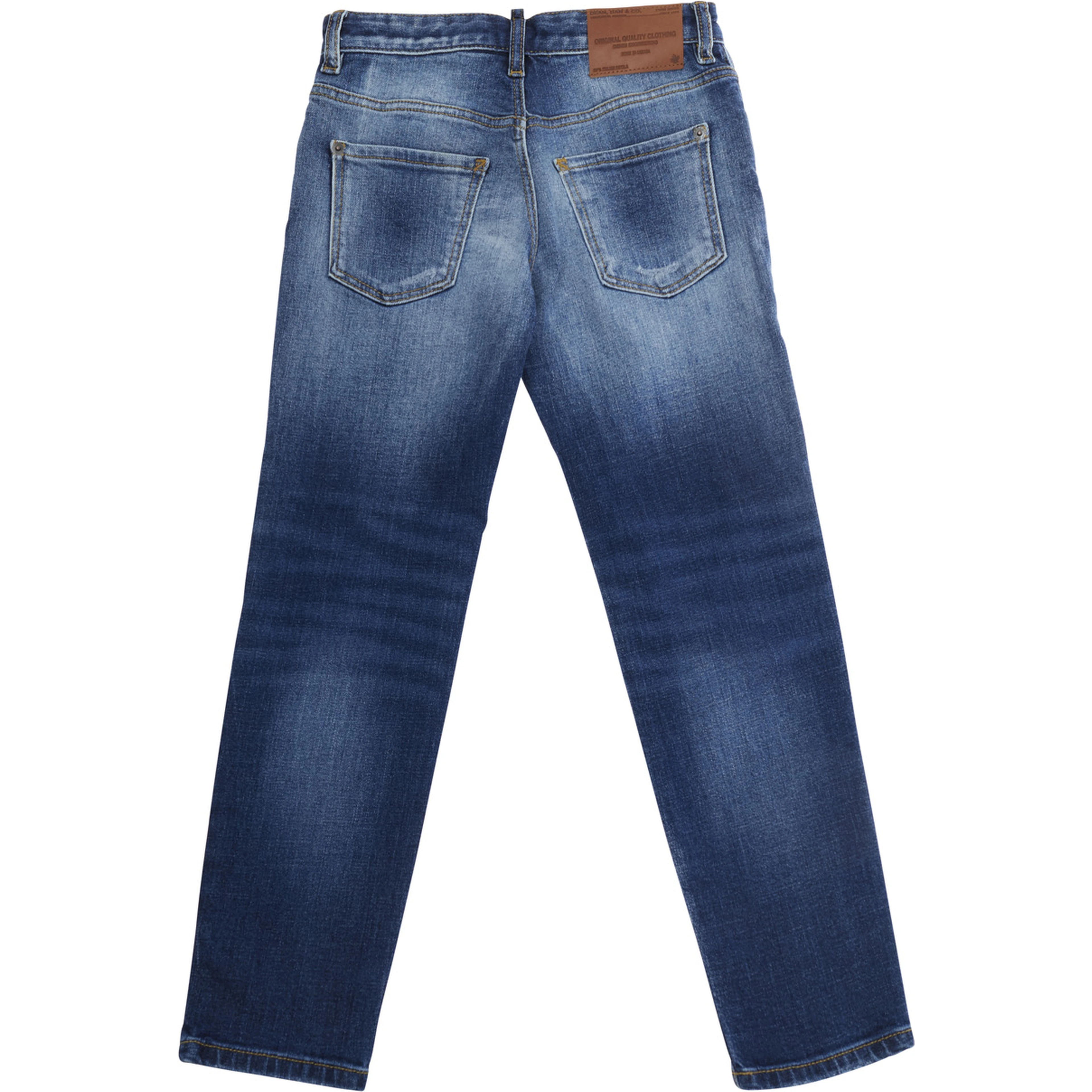 Stanislav Blue Jeans with Faded Design and Logo Patch on the Back in Denim Boy