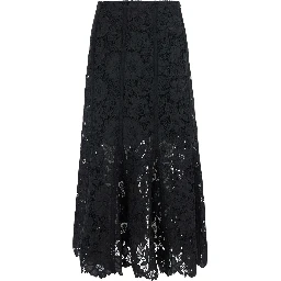 black Skirt with lace details and back closure in fabric for women