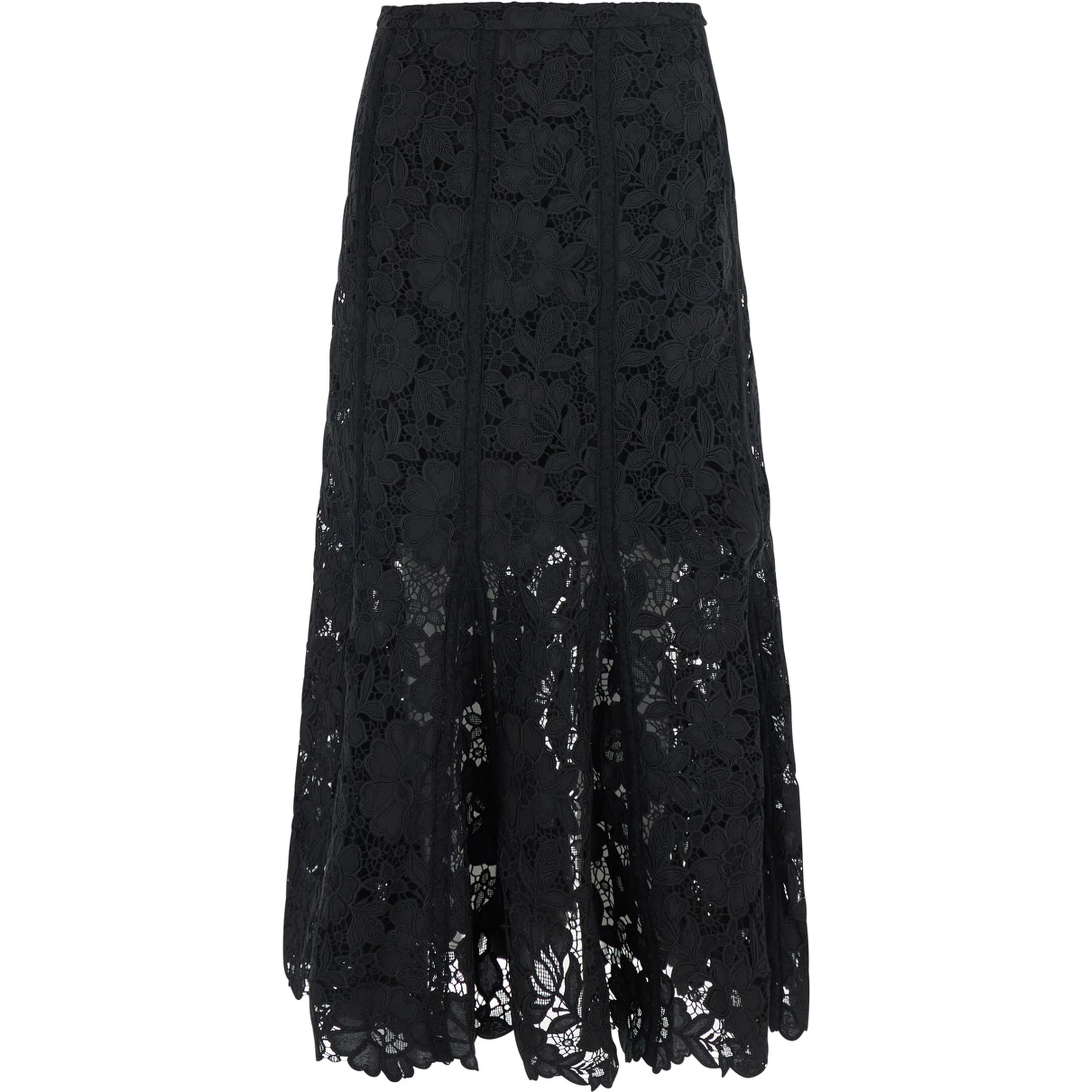 black Skirt with lace details and back closure in fabric for women