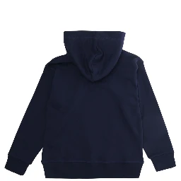 Blue Hoodie with fixed hood and logo lettering on the front in cotton Boy