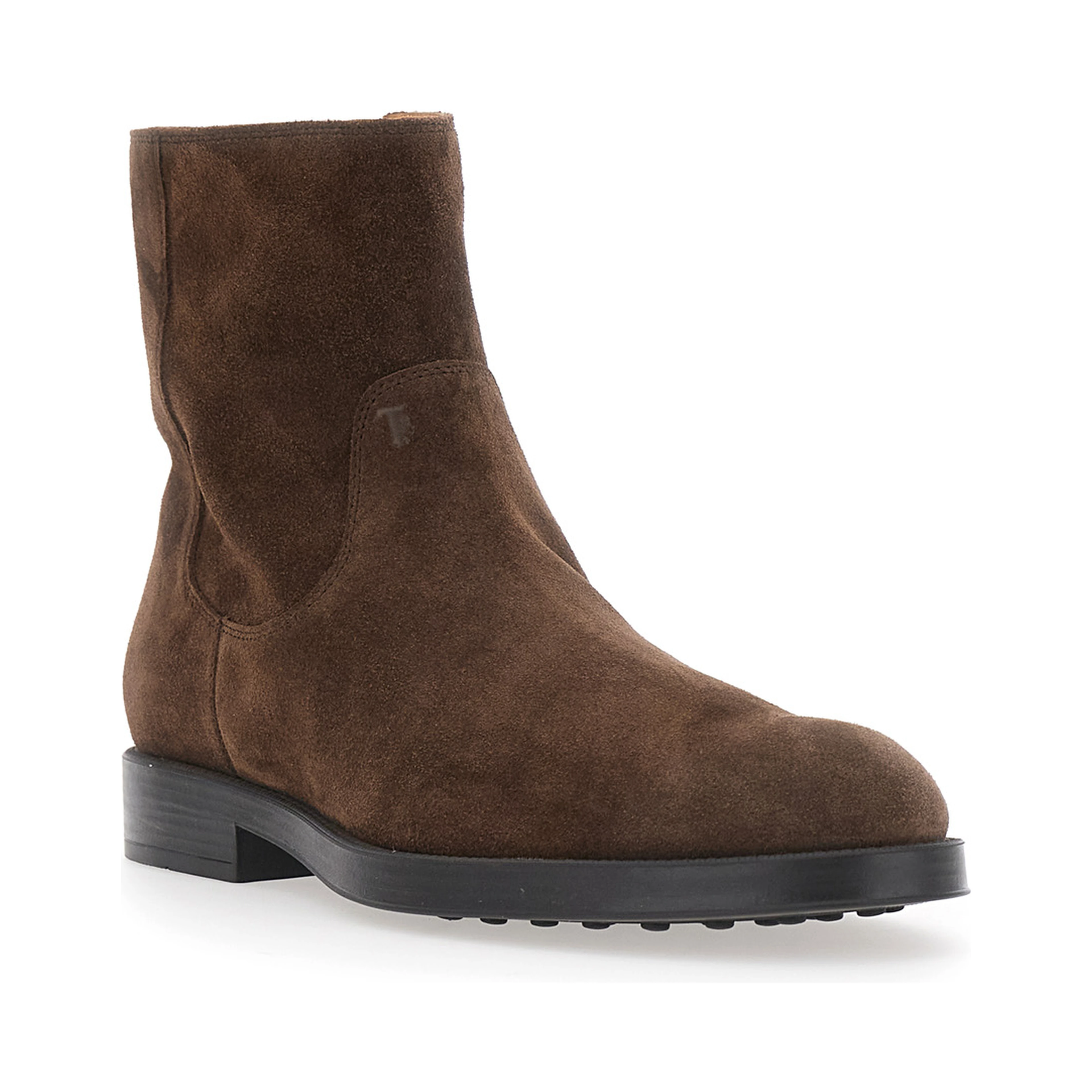 Brown Ankle Boots with Side Zip Closure in Suede for Men
