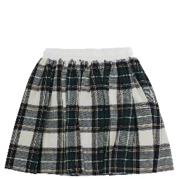 green Skirt with all-over stripe motif in cotton for girl