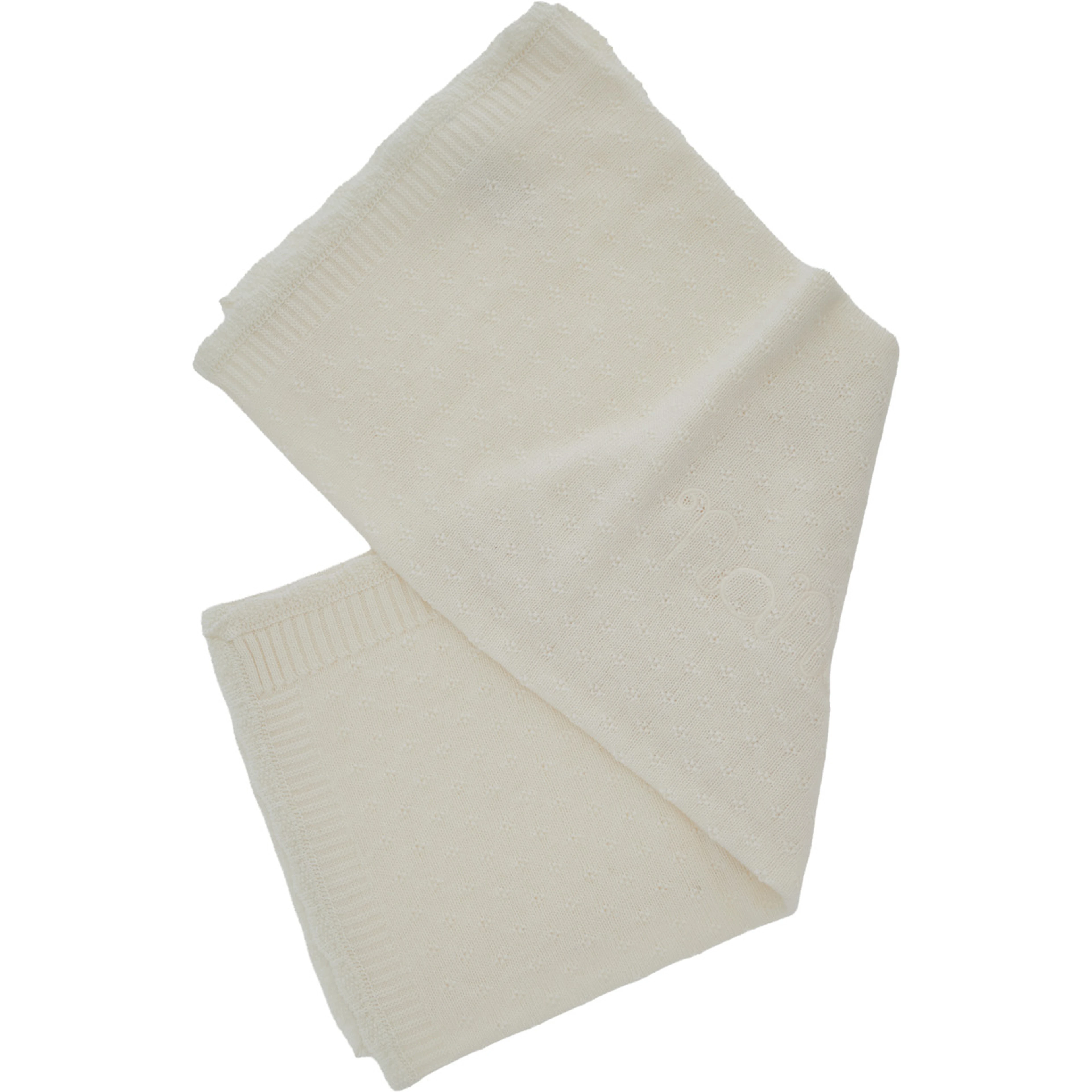 White Blanket with scalloped edge and all-over embroidery in blend viscose baby