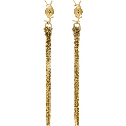 Earrings Cassandre with Tassel and Stud in Metallic Brass Woman