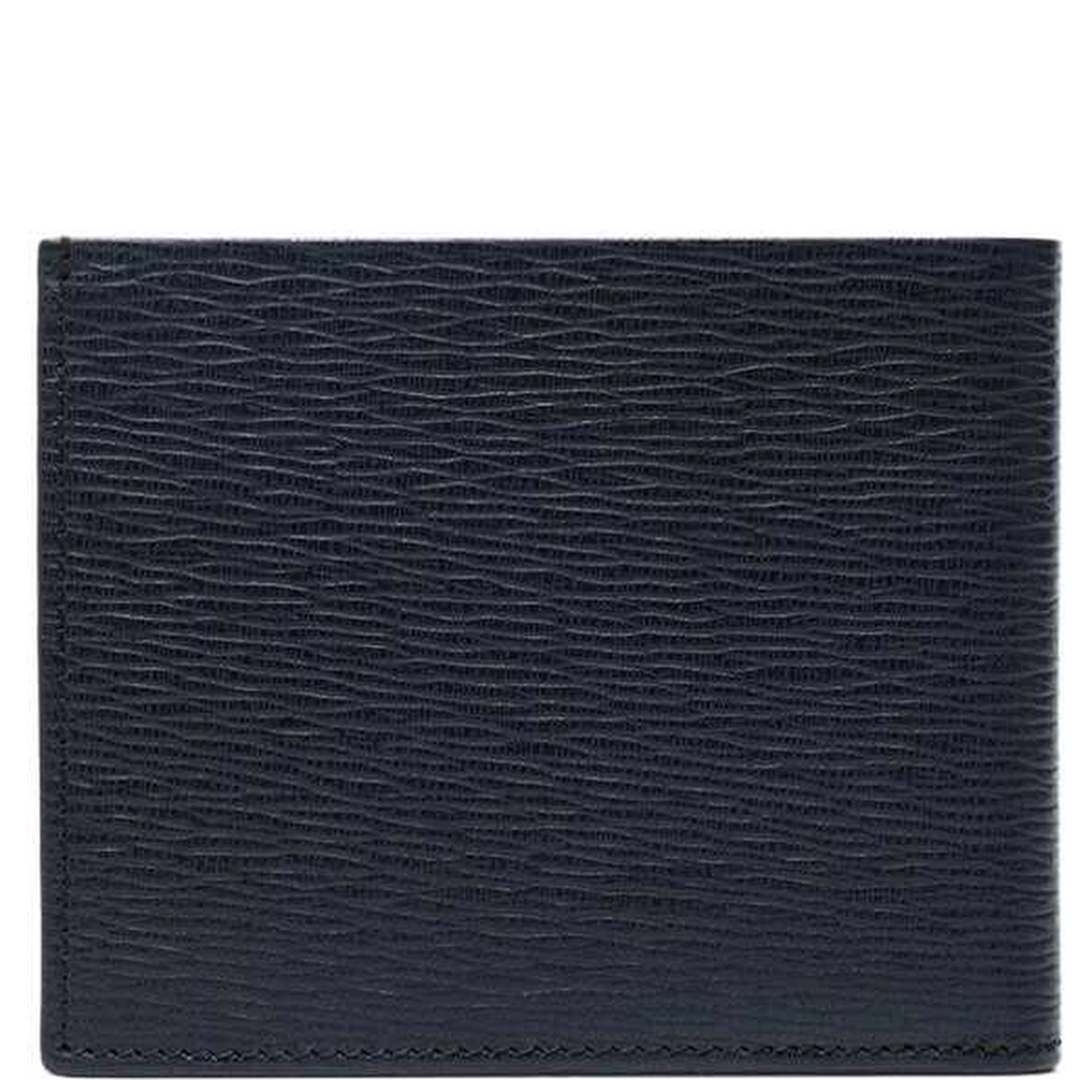 Wallet with Metallic Front Logo in Blue Leather for Men
