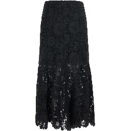 black Skirt with lace details and back closure in fabric for women