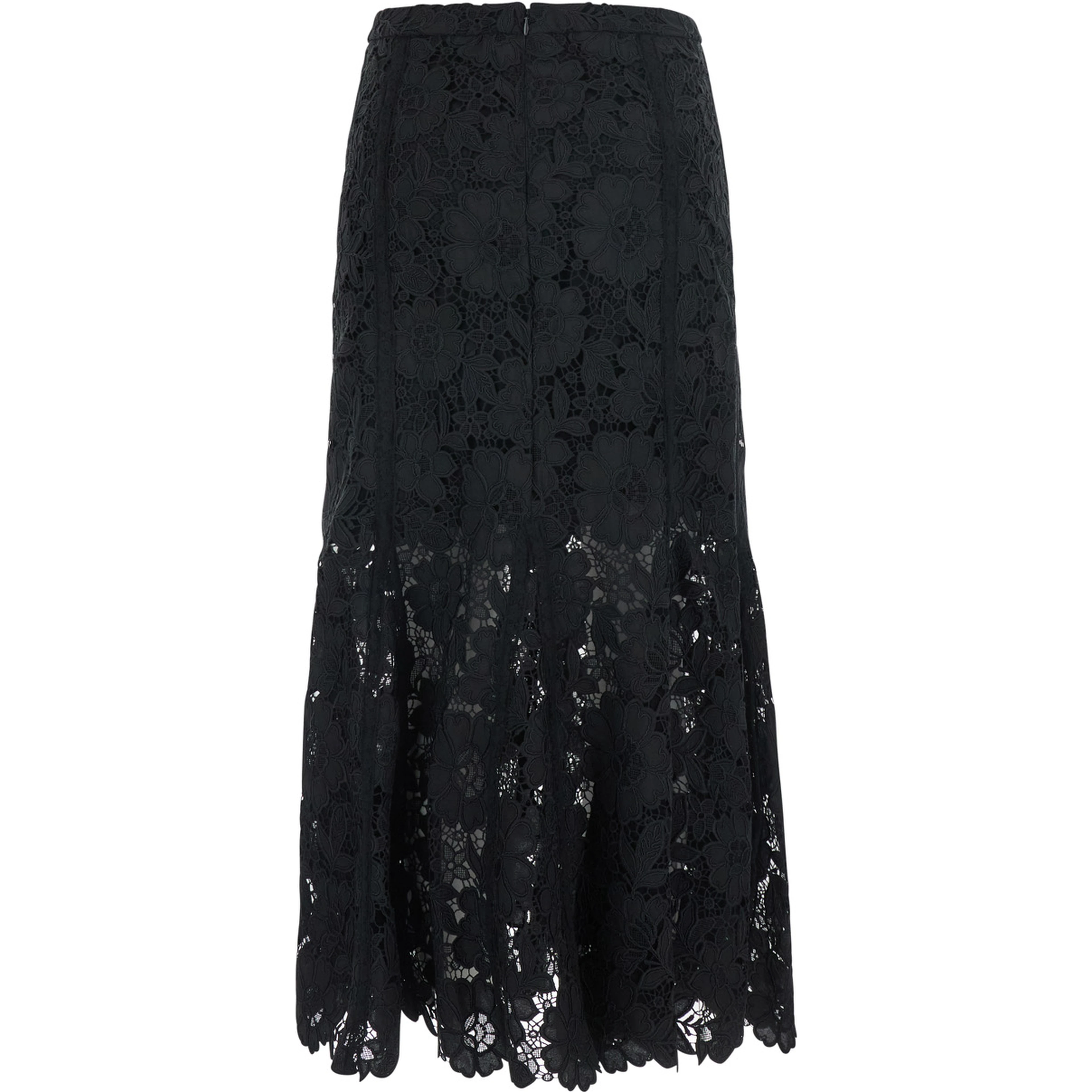 black Skirt with lace details and back closure in fabric for women