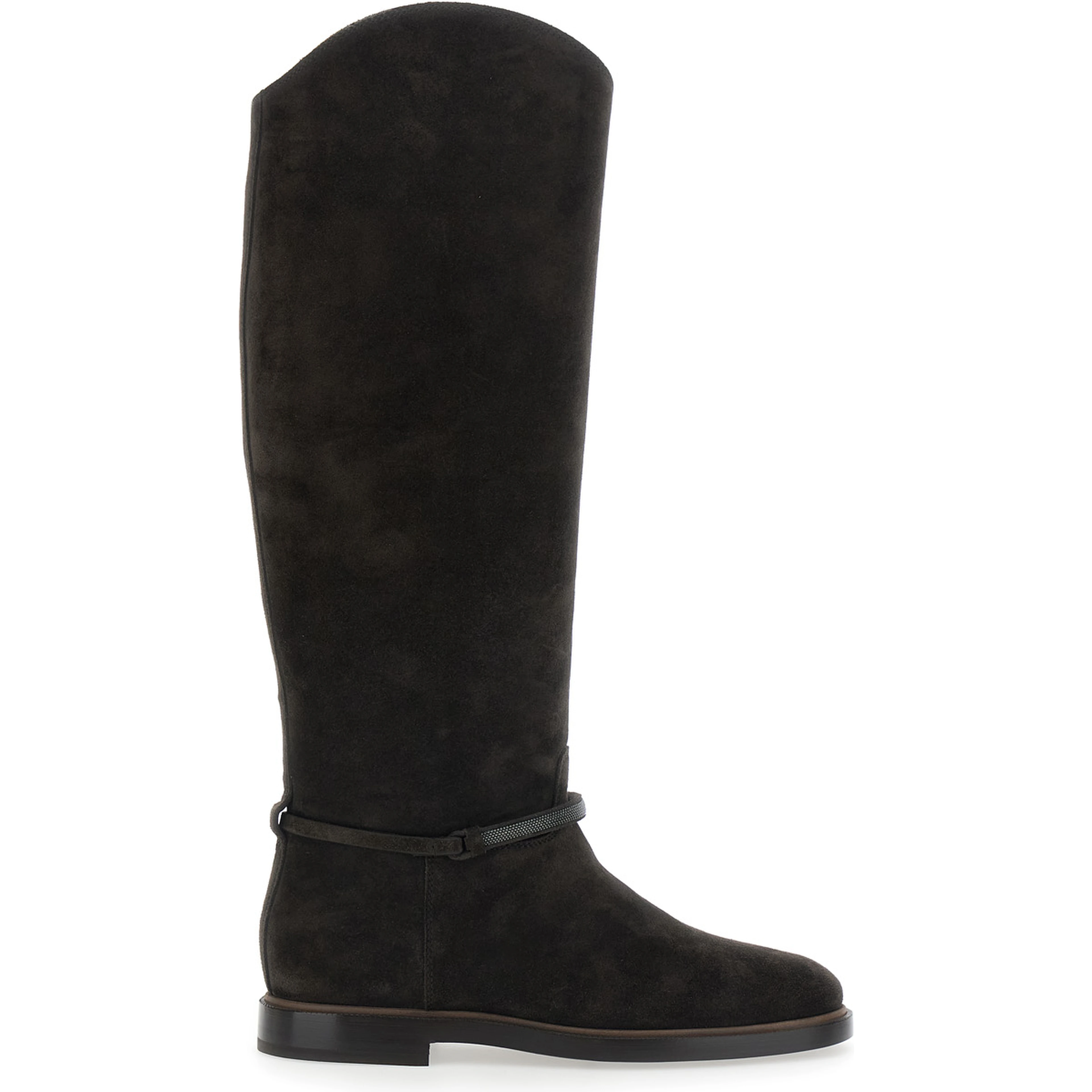 brown Boots with Monile detail on the side in suede for women