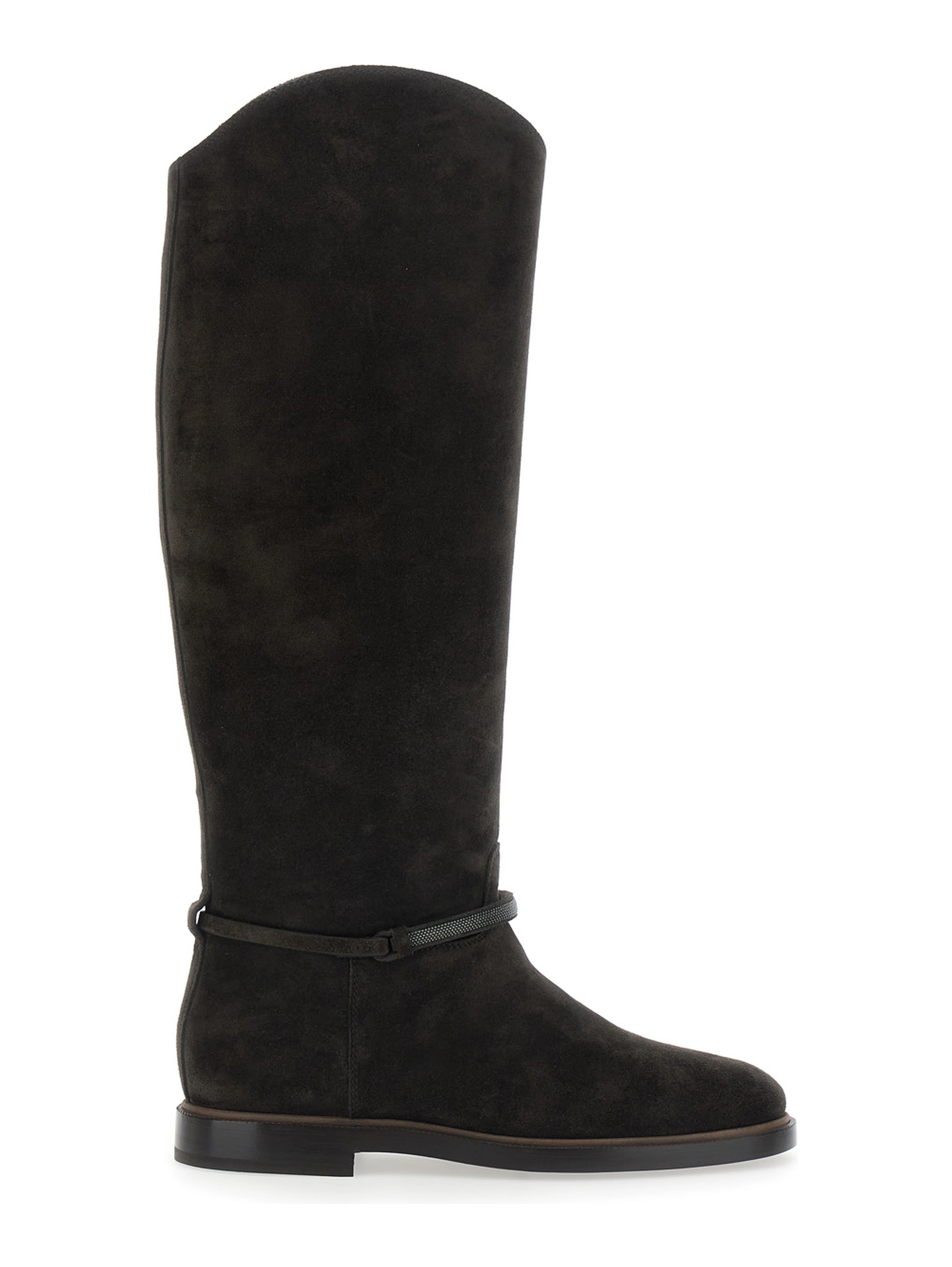 brown Boots with Monile detail on the side in suede for women