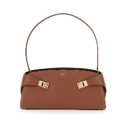 Hug East West Brown Shoulder bag with shoulder strap and straps on the front in leather for women