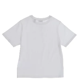 Crew Neck T-Shirt with Logo Lettering and EKD Embroidery on the Front in White Cotton Boy