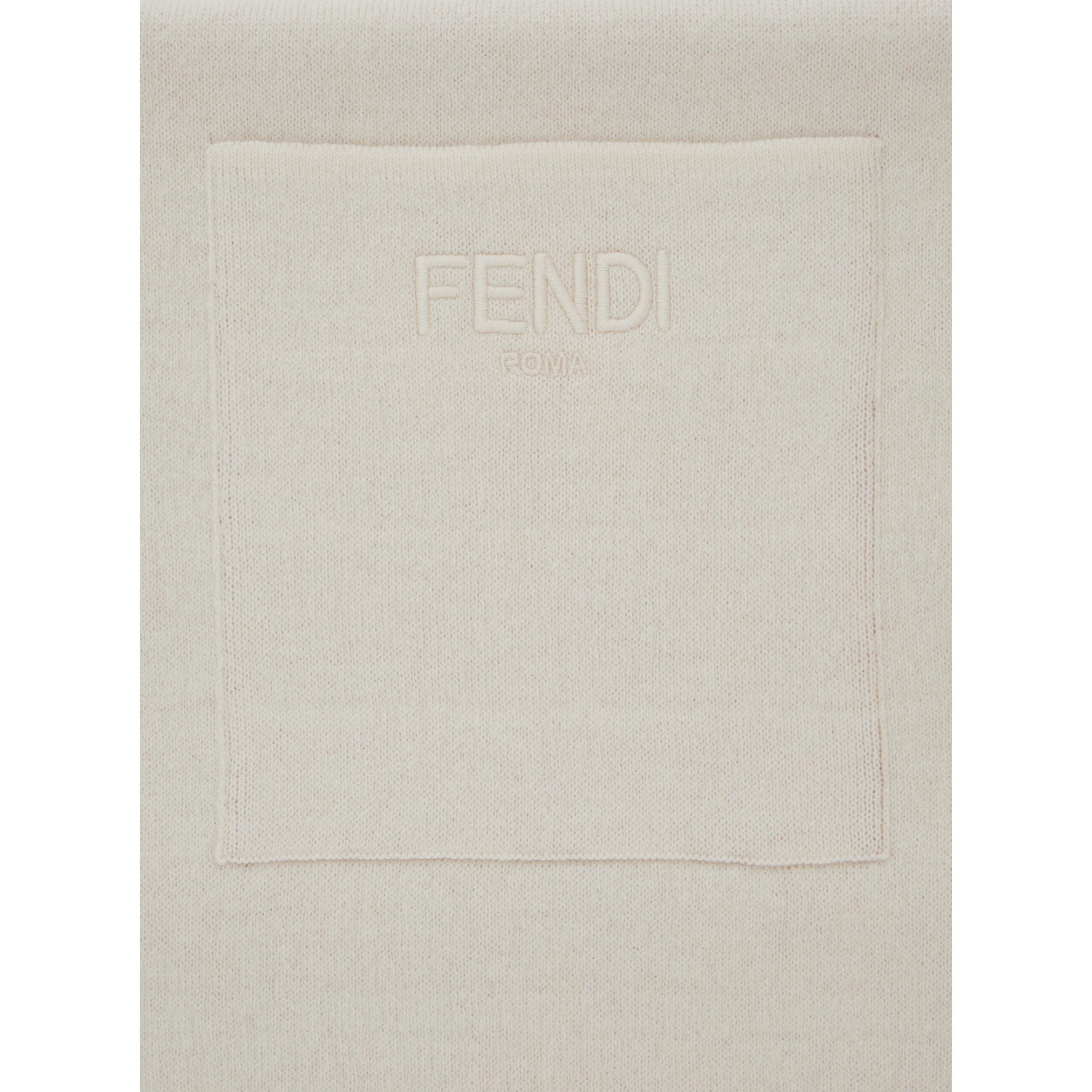 White Scarf with patch pocket on the front and logo lettering embroidery in blend wool boy