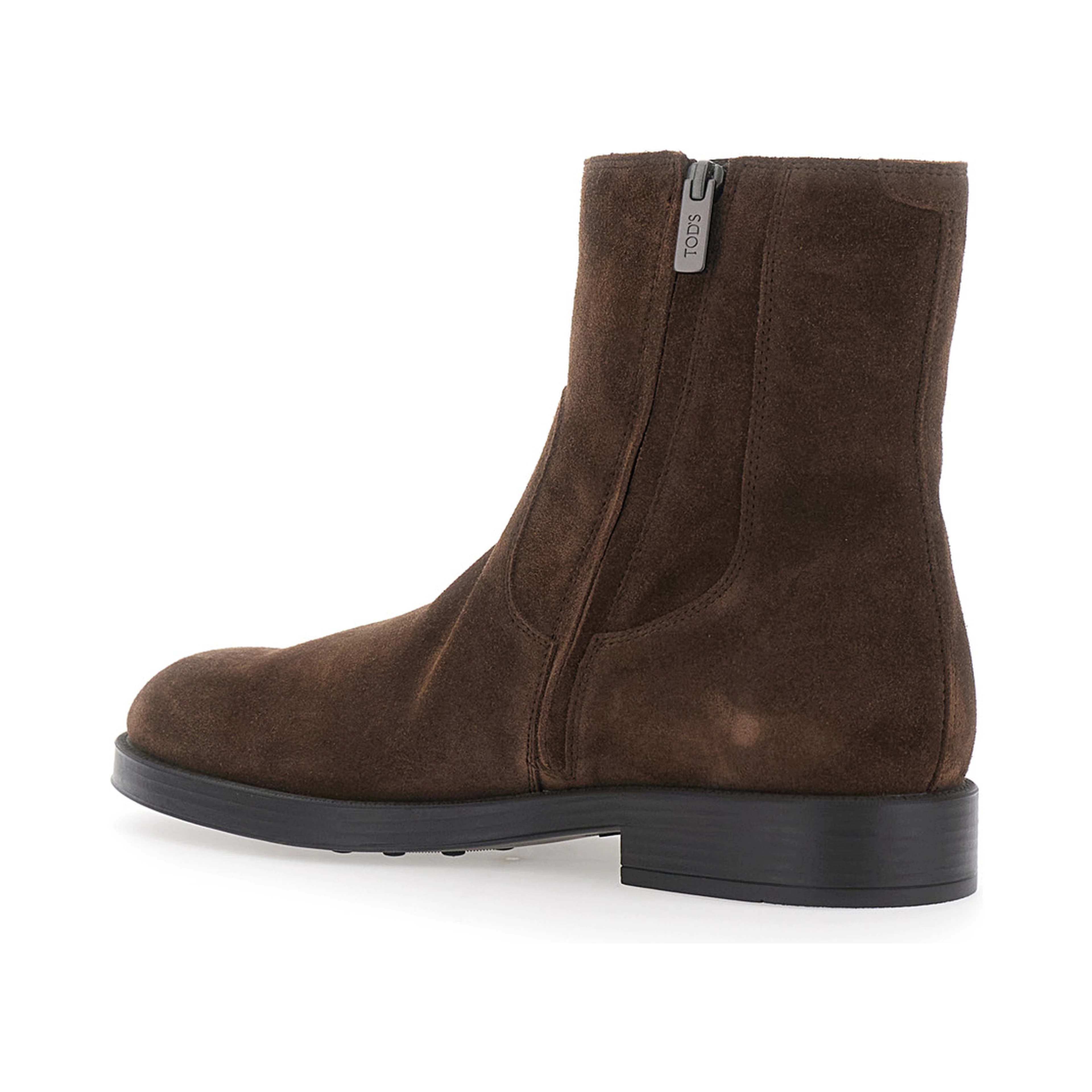 Brown Ankle Boots with Side Zip Closure in Suede for Men