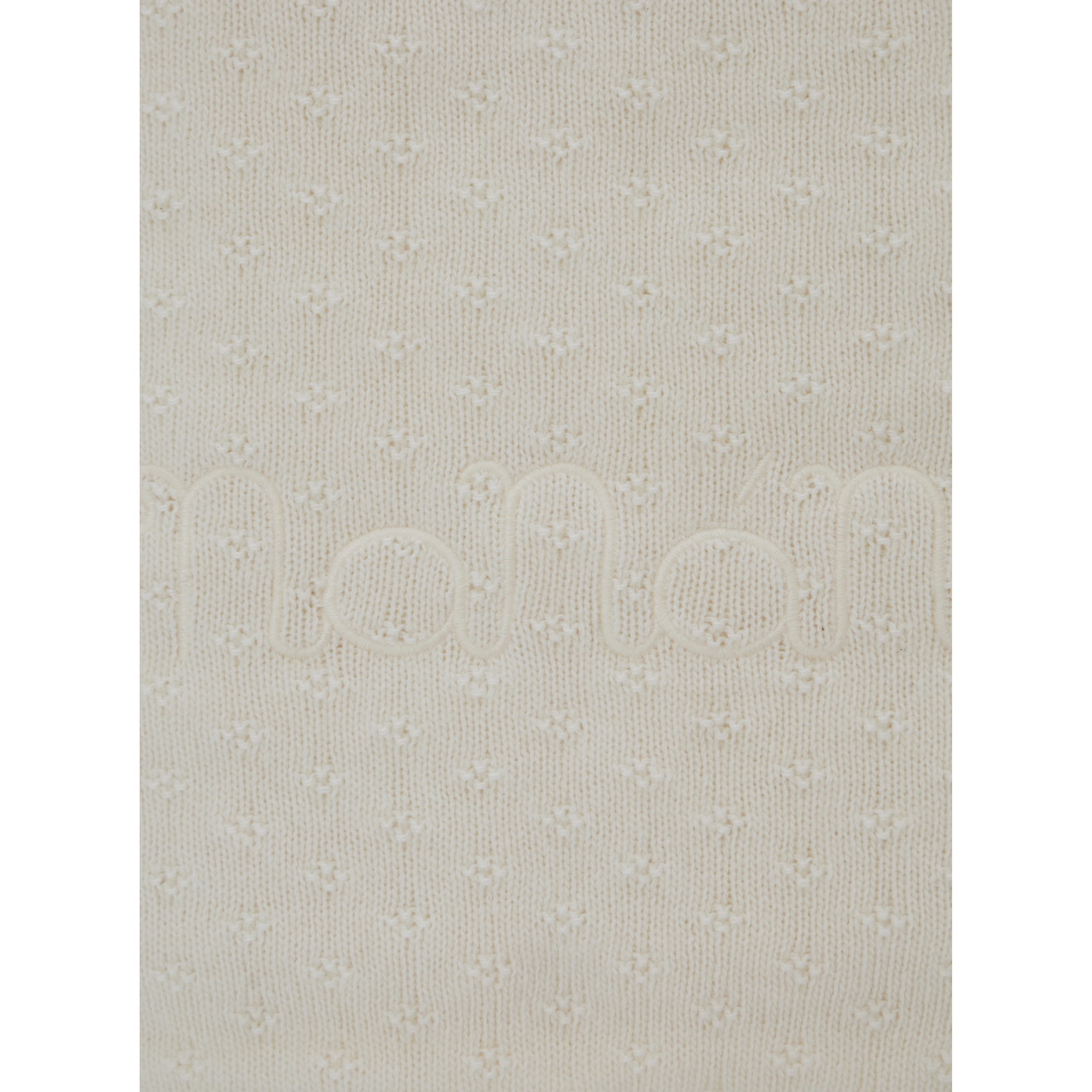 White Blanket with scalloped edge and all-over embroidery in blend viscose baby