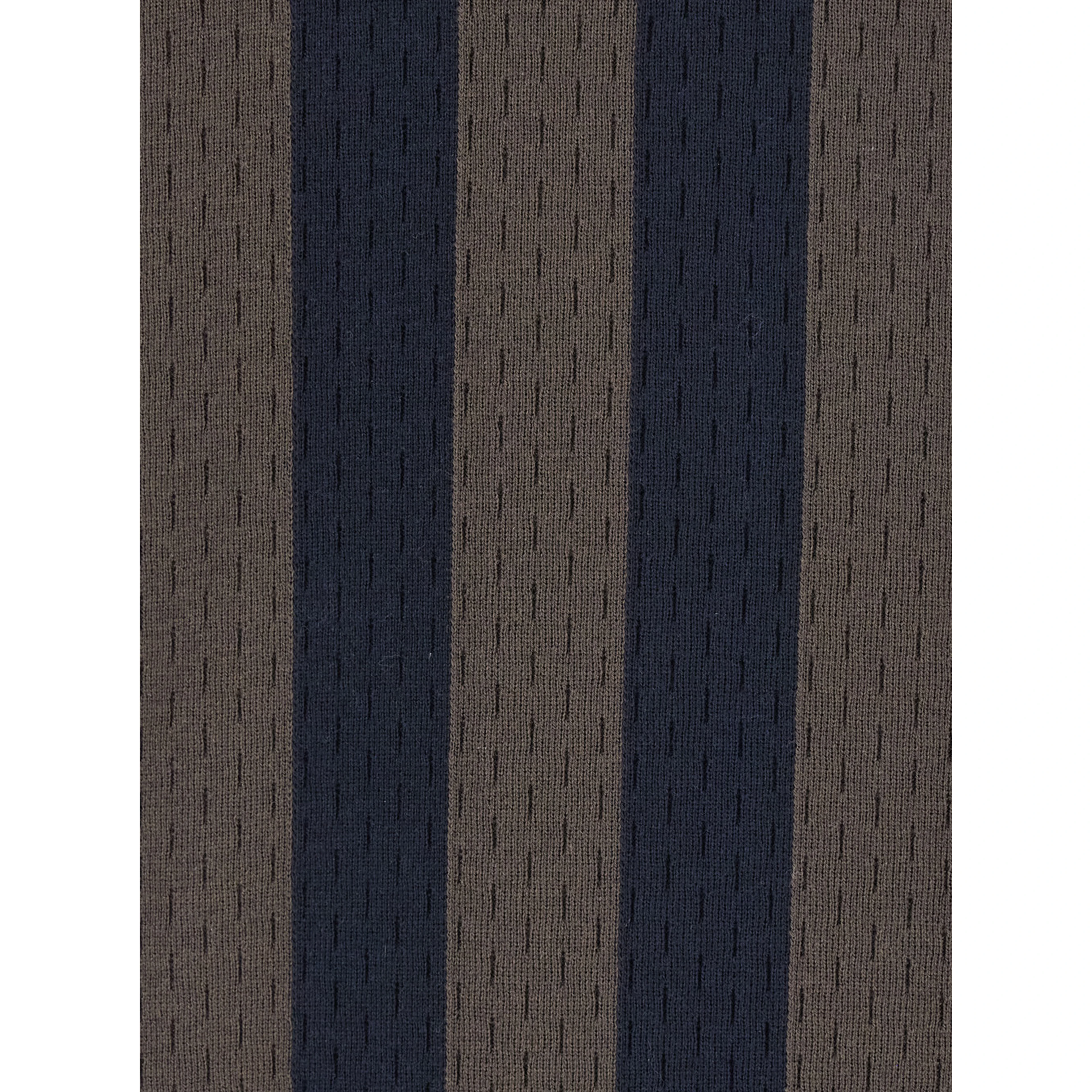Blue Crew Neck T-shirt with All-Over Striped Motif in Cotton and Silk for Men