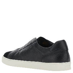 Spencer Black Low Top Sneakers with Slip-On design in Leather men